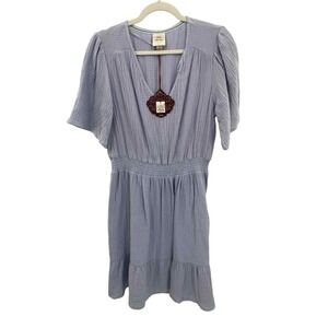 Knox Rose Dress Womens Medium Baby Blue 100% Cotton Empire Waist Pockets NEW